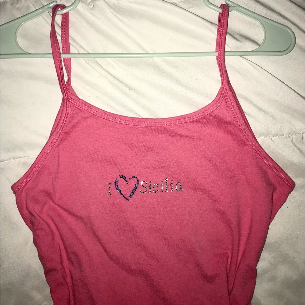 Y2K Hot Pink Rhinestone Cami